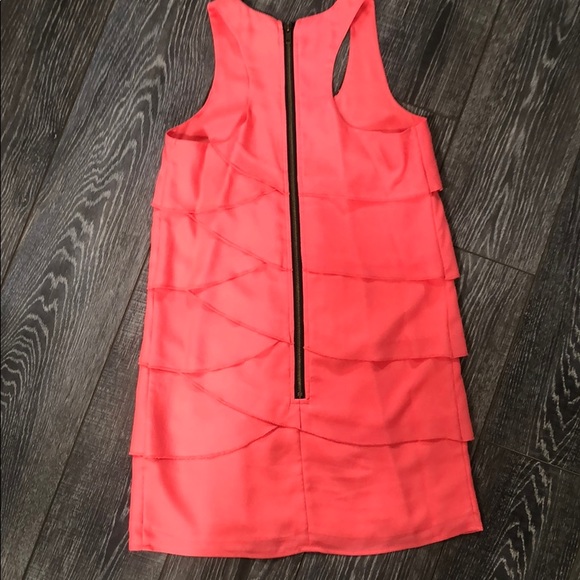PERFECT CONDITION CORAL/SALMON RUFFLE DRESS SZ SM - Picture 2 of 7